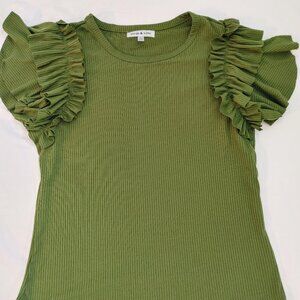 Stem & Vine Green Ruffle Shirt - Perfect for the Holidays